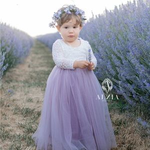 Vintage style lilac and white lace toddler dress